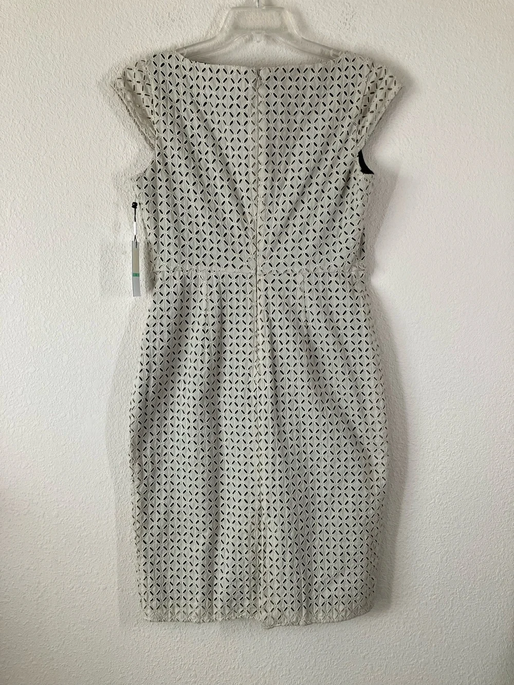 CALVIN KLEIN Eyelet Fit Flare Dress 8 NEW Cap Sleeve Career Wedding Vacation